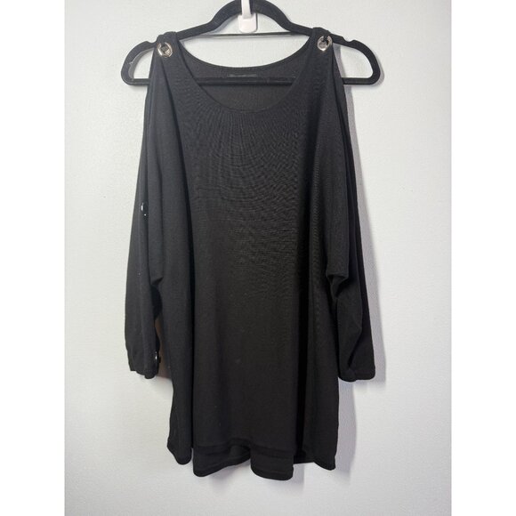 Cable & Gauge Sweaters - Cable & Gauge Womens‎ Open Shoulder & Arm Tunic Sweater XL Black Scoop Neckline